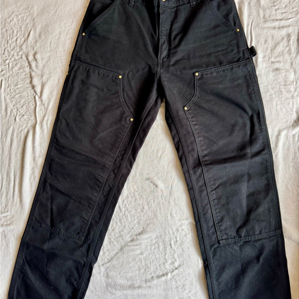 Carhartt Black Men's Cargo Work Pants with Reinforced Knees MADE IN USA